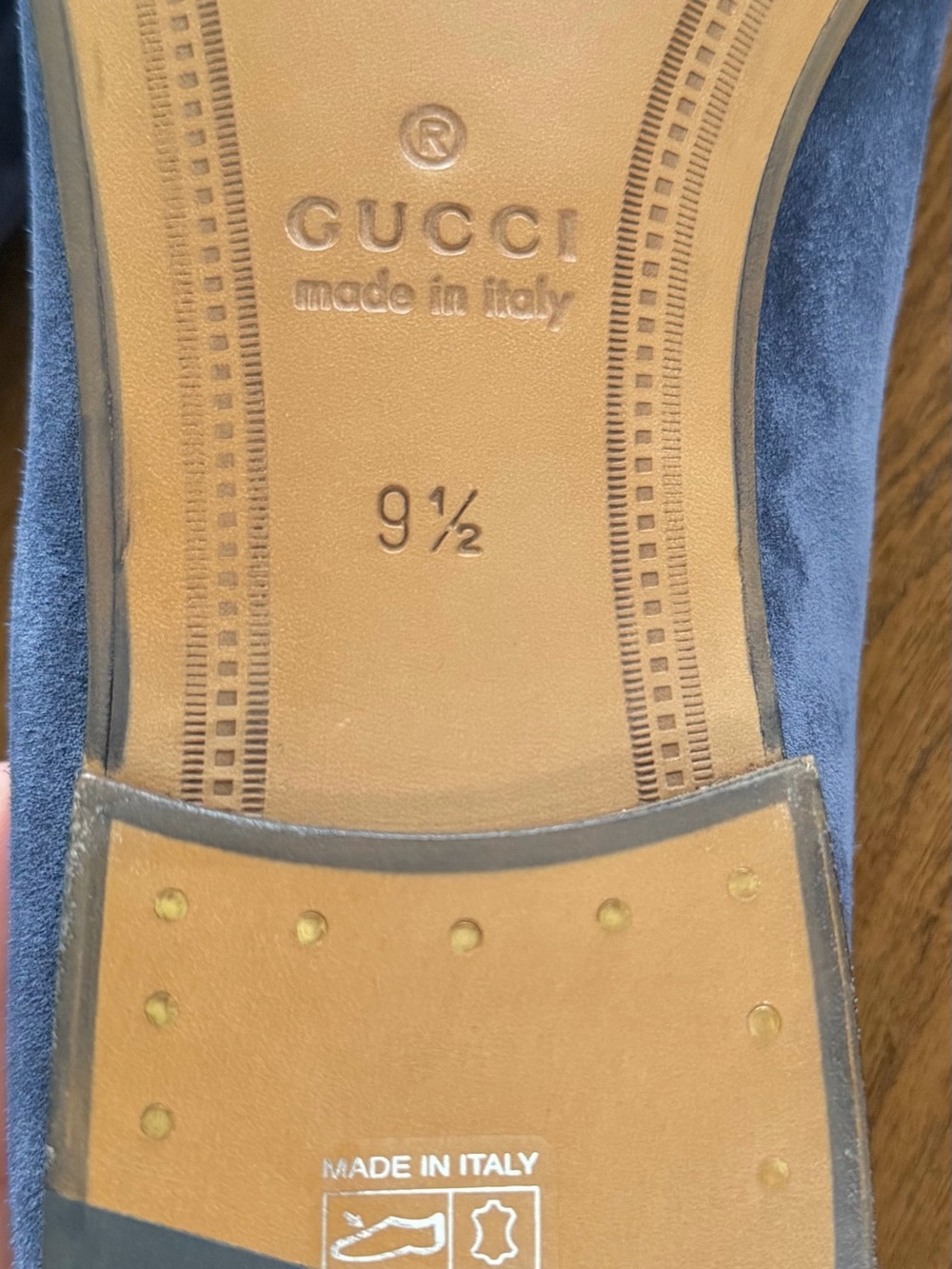 Gucci Blue Suede Guccissima Horsebit Loafers - Picture 4 of 7